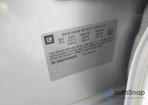 2015 Chevrolet Impala 2Lz из США, поврежденный, VIN 2G1165S31F9162346